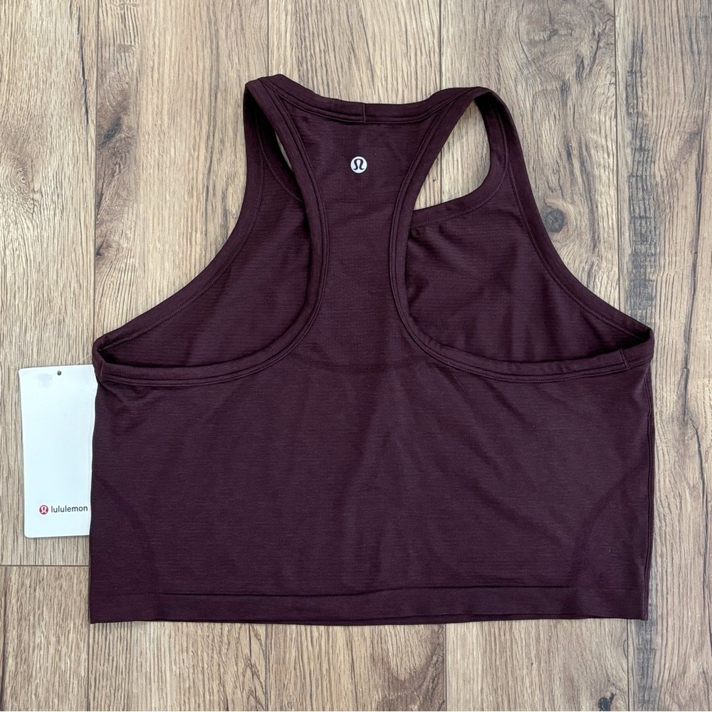 NWT Lululemon Swiftly Tech Cropped Racerback Tank Top In Goodnight Plum Size 14 - Picture 2 of 6